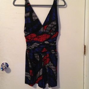 Red,black,white, and blue romper